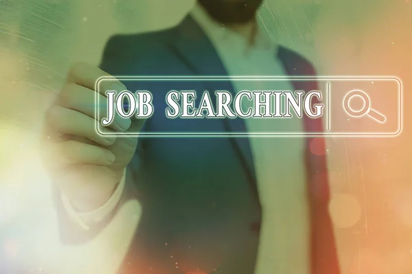Ordskrivning text Jobbsökning. Affärsidé för att lista möjliga yrke som du är kapabel till. — Stockfoto