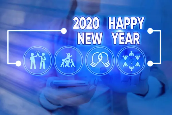 Szövegírás 2020 Boldog új évet. Üzleti koncepció a 2020-as naptári év kezdetének ünneplésére. — Stock Fotó