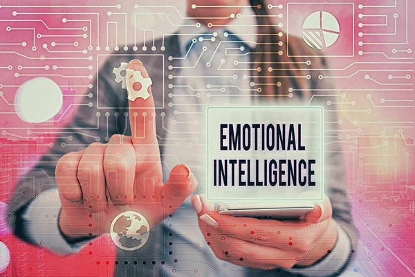 Handschrift tekst schrijven Emotionele Intelligentie. Concept betekent vermogen om zich bewust te zijn van, controle, een s is emoties. — Stockfoto