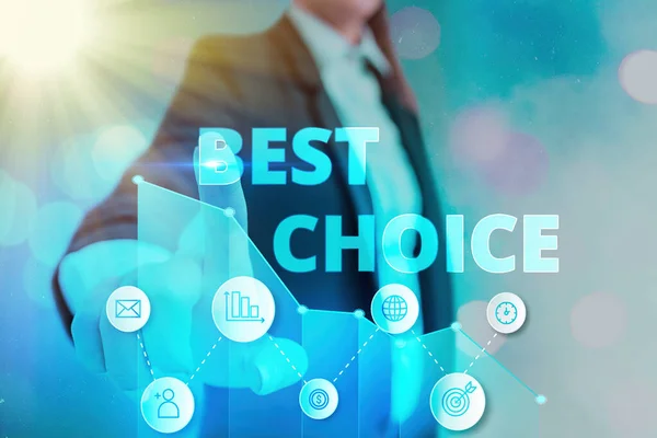 Konzeptionelle Handschrift, die Best Choice zeigt. Business-Fototext als die beste Option definiert, für die sich eine Person entscheiden sollte. — Stockfoto