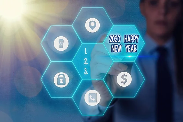 Psaní textu 2020 Šťastný nový rok. Koncepce znamená oslavu začátku kalendářního roku 2020. — Stock fotografie