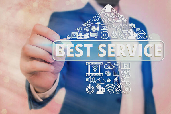 Почерк написания текста Best Service. Концепция, означающая лучшую пересмотренную помощь, предоставляемую системой своему клиенту
.