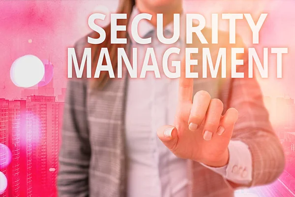 Handschriftliches Textschreiben Security Management. Konzept Bedeutung ist die Identifizierung einer Organisation s ist Vermögenswerte. — Stockfoto