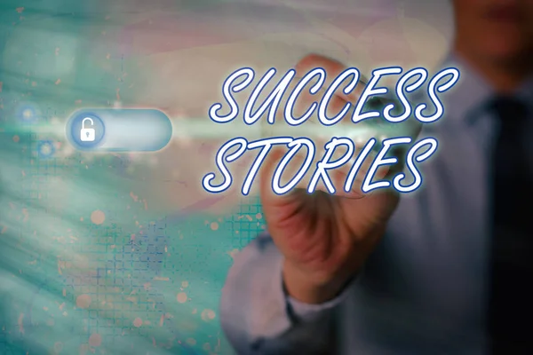 Skriva lapp som visar framgångshistorier. Företagsfoto visar en krönika som visar stor framgång uppnås av en individ. — Stockfoto