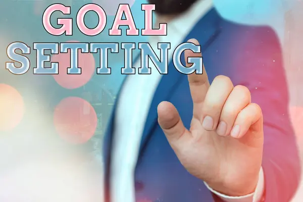 Text sign showing Goal Setting. Conceptual photo dream big motivational advice or reminder to take action. — Stock Photo, Image