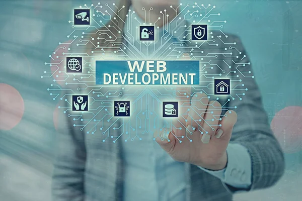 Manuscrito de texto escrevendo Web Development. Conceito que significa trabalho envolvido no desenvolvimento de um site para a Internet . — Fotografia de Stock