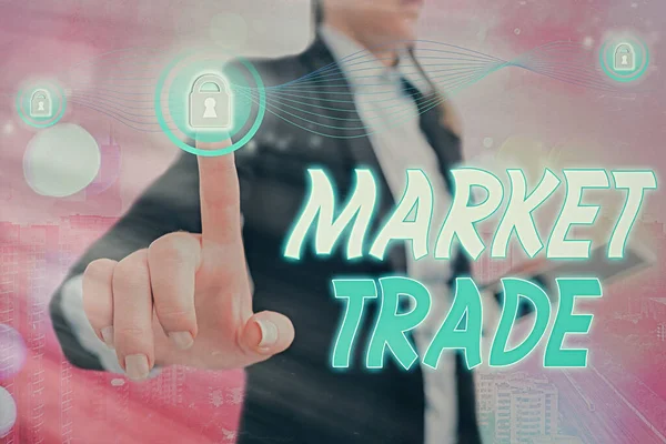 Εννοιολογική γραφή χέρι δείχνει το εμπόριο της αγοράς. Επαγγελματικό φωτογραφικό κείμενο forex διάγραμμα συναλλαγών των χρηματοπιστωτικών επενδύσεων ή των οικονομικών τάσεων των επιχειρήσεων. — Φωτογραφία Αρχείου