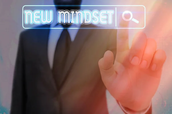 単語書き込みテキスト｜New Mindset。新鮮な思考や信念のためのビジネスの概念は個人の心です。. — ストック写真