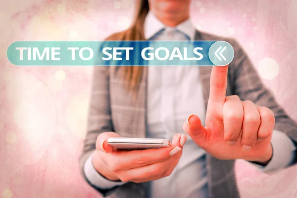 Handwriting text writing Time To Set Goals. Concept meaning management tips Start training Eliminate bad habits. — Stock Photo, Image