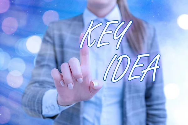 Handschrift tekst schrijven Key Idea. Begrip: de centrale gedachte die het belangrijkst is in een conceptuele tekst. — Stockfoto