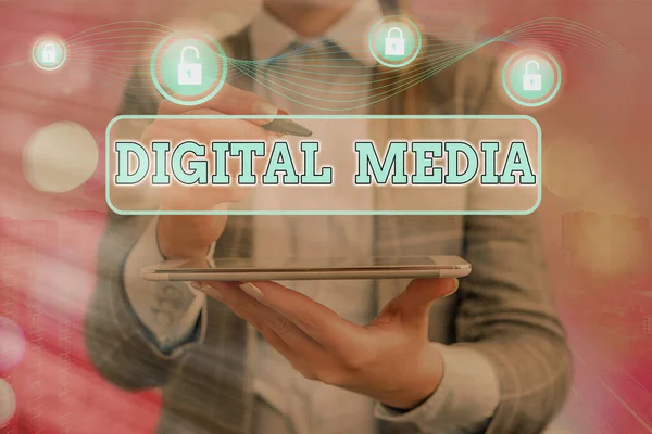 Tekst schrijven Digital Media. Bedrijfsconcept voor toegang tot gedigitaliseerde inhoud met behulp van een etechnologiesysteem. — Stockfoto