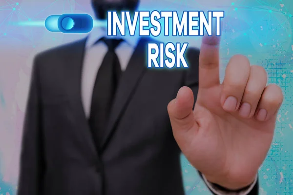 Концептуальний почерк, що показує інвестиційний ризик. Текст ділової фотографії ймовірність потенційних фінансових втрат по відношенню до отримання . — стокове фото