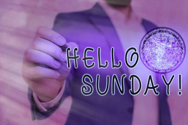 Piszę list z "Hello Sunday". Biznes zdjęcia showcasing inspirowane pozytywne powitanie o szczęśliwy weekend Elementy tego obrazu urządzone przez NASA. — Zdjęcie stockowe