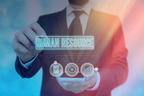 Word writing text Human Resource. Business concept for a critical department handling the staffing and employees concern. — Stock Photo, Image