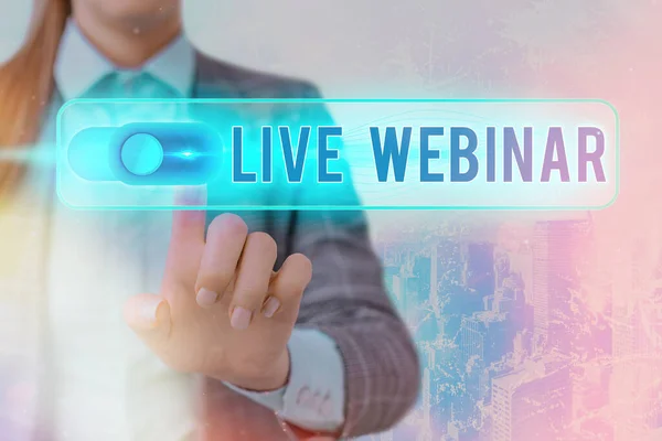 Tekst schrijven Live Webinar. Business concept voor Internet Onderwijs Chatten op Communicatie Digitaal Web en Social. — Stockfoto