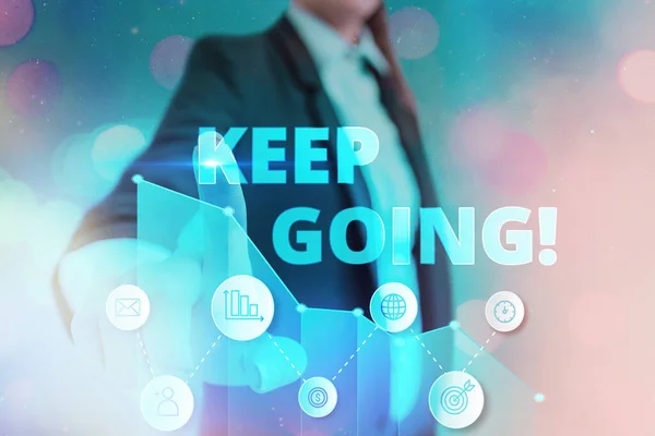 Konceptuell handstil visar Keep Going. Business foto text för att fortsätta leva normalt trots den nuvarande situationen. — Stockfoto