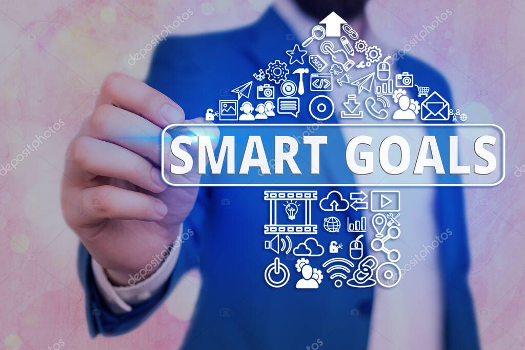 Escritura a mano de textos Smart Goals. Concepto que significa mnemot