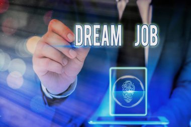 Dream Job 'u gösteren bir not yazıyorum. Mesleki kariyerini gösteren bir iş fotoğrafı bir bireyin bunu kazanmak için çok çalıştığını gösteriyor..