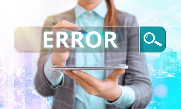 Word writing text Error. Business concept for failure or in deviation from the intended performance or behavior. — Stock Photo, Image
