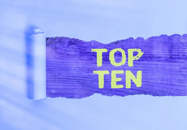 Text sign showing Top Ten. Conceptual photo items that are listed as the most popular and successful arranged in order.