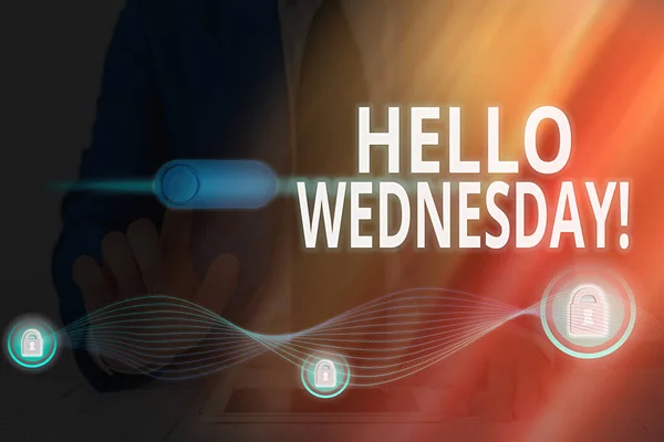 Word writing text Hello Wednesday. Business concept for it is a good day when you reach in the middle of the week. — Stock Photo, Image