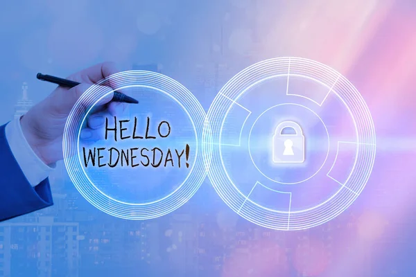 Текстовый знак "Hello Wednesday". Концептуальная фотография это хороший день, когда вы достигаете в середине недели . — стоковое фото