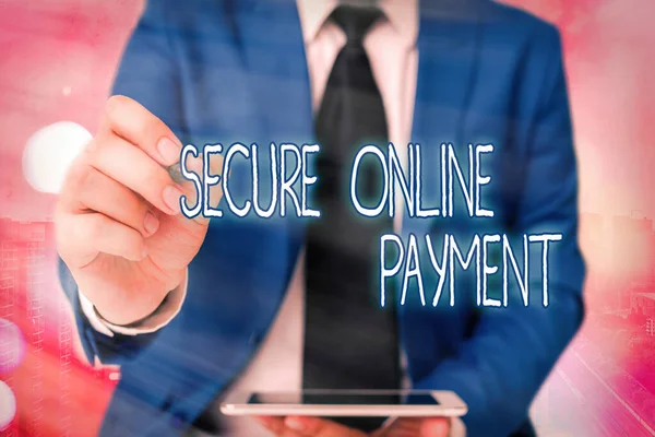 Word writing text Secure Online Payment. Business concept for safe digital technology electronic transfer of remittance.