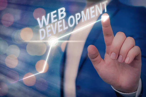 Escrevendo nota mostrando Web Development. Foto de negócios mostrando o trabalho envolvido no desenvolvimento de um site para a Internet . — Fotografia de Stock
