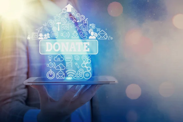 Textschild mit dem Hinweis "Spenden". Konzeptionelles Foto-Geschenk für wohltätige Zwecke kann medizinische Bedürfnisse befriedigen. — Stockfoto