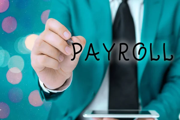 Word writing text Payroll. Business concept for total of all compensation business must pay to its employees. — Stock Photo, Image