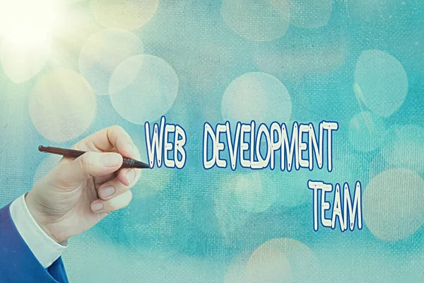 Conceptual hand writing showing Web Development Team. Business photo text in control of all the processes throughout the entire project. — Stock Photo, Image