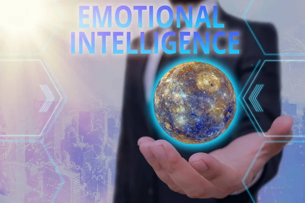 Handschrift tekst Emotionele Intelligentie. Concept betekent vermogen om zich bewust te zijn van, controle, men s zijn emoties Elementen van dit beeld geleverd door NASA. — Stockfoto