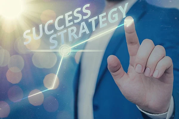 Writing note showing Success Strategy. Business photo showcasing provides guidance the bosses needs to run the company. — Stock Photo, Image