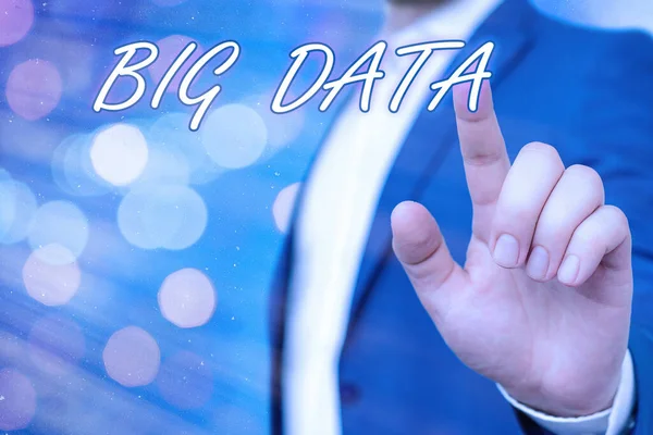 Signo de texto que muestra Big Data. Foto conceptual Tratar con la accesibilidad de detalles extremadamente grandes con su estructura . — Foto de Stock