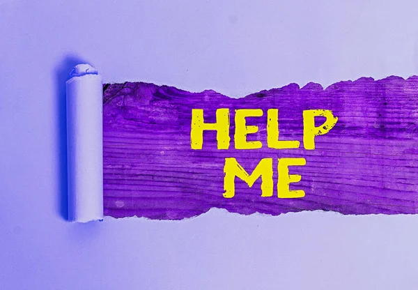 Text sign showing Help Me. Conceptual photo asking for assistance or resources from someone to finish task earlier. — Stock Photo, Image