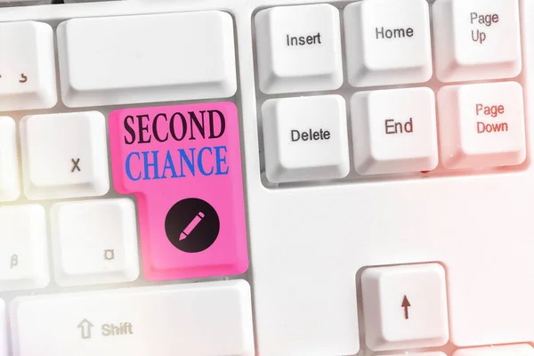 Tekst do pisania słów Second Chance. Koncepcja biznesowa dla możliwości danej komuś, pozwala im spróbować ponownie. — Zdjęcie stockowe