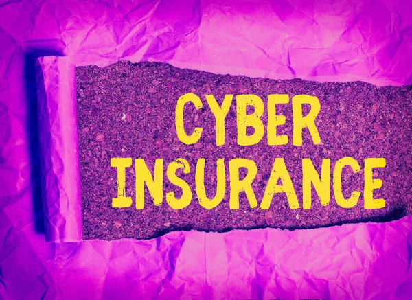 Textskylt som visar Cyber Insurance. Konceptuell foto exklusiv plan för att skydda företaget från Internetbaserad risk. — Stockfoto