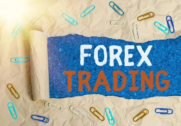 Word writing text Forex Trading. Business concept for global market allowing the trading, exchange of currency.