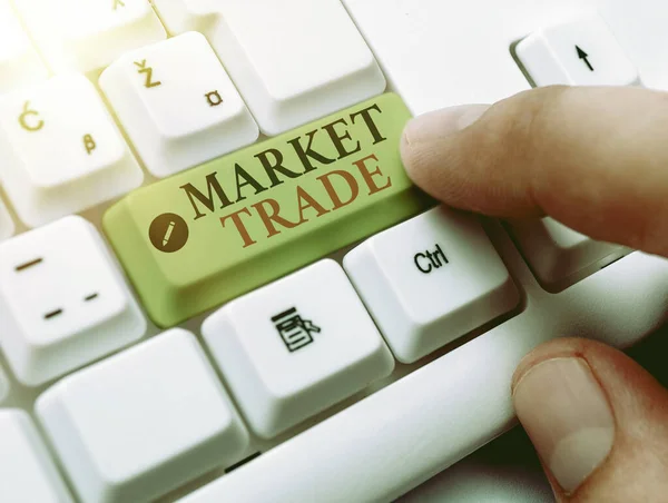 Écriture manuscrite de texte Market Trade. Concept signifiant trading forex graphique de l'investissement financier ou des tendances économiques entreprise. — Photo