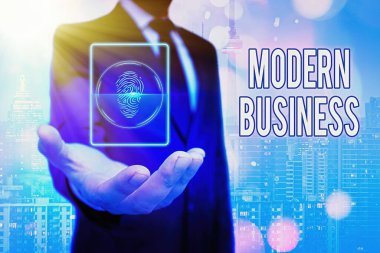 Modern Business 'ı gösteren bir yazı. Yeni tanıtılan kavramlarla yeni kurulan kavramsal fotoğraf şirketi.