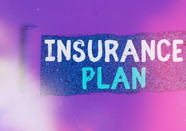 Handwriting text Insurance Plan. Concept meaning includes the risk management that a worker is covered. clipart