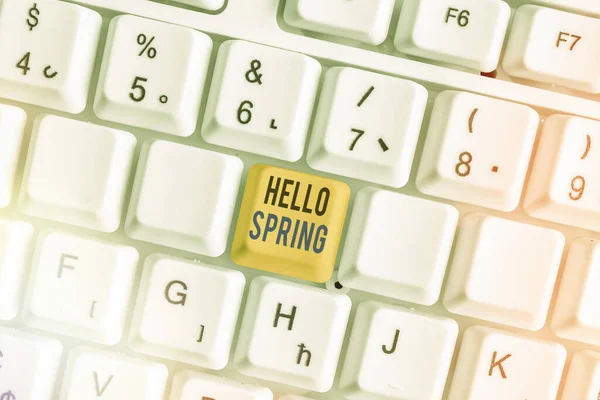 Word writing text Hello Spring. Business concept for greeting for the fresh plants and blooming flowers season. — Stock Photo, Image