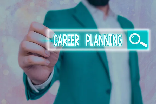 Handschrift tekst schrijven Carrière Planning. Concept betekent stapsgewijze planning van iemands s is mogelijk professionele carrière. — Stockfoto