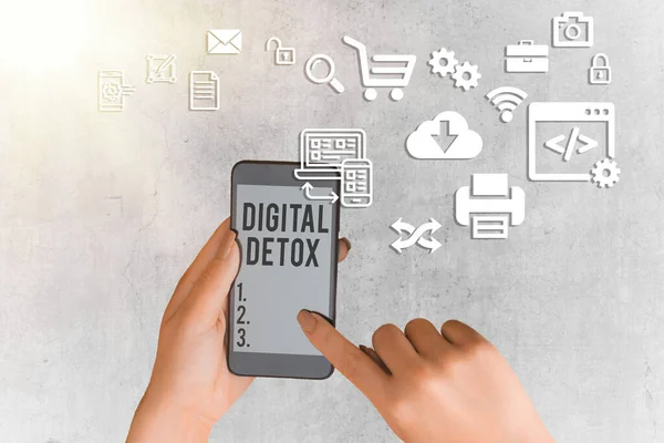 Schrijfbriefje met digitale Detox. Bedrijfsfototentoonstelling Verbod op het gebruik van elektronische en digitale apparaten. — Stockfoto