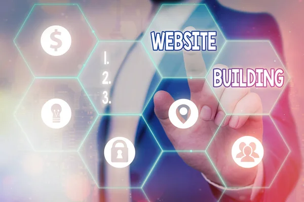 Writing note showing Website Building. Business photo showcasing site is constructed according to the clients needs. — Stock Photo, Image