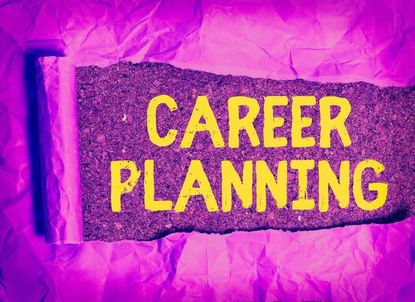Text sign showing Career Planning. Conceptual photo stepwise planning of one s is possible professional career.