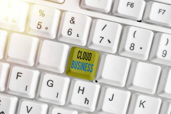 Πινακίδα κειμένου που δείχνει Cloud Business. Εννοιολογική φωτογραφία μέσω διαδικτύου παράδοση των υπηρεσιών που διατίθενται στους χρήστες. — Φωτογραφία Αρχείου