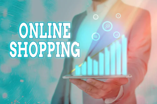 Handwriting text writing Online Shopping. Concept meaning ecommerce which let the consumer buy goods using the Internet. — Stock Photo, Image