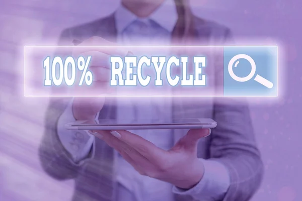 Kézírás szöveg írás 100 százalékos újrahasznosítás. Fogalom jelentése Állítsa be a biológiailag lebomló, BPA mentes és komposztálható újrahasznosítható. — Stock Fotó