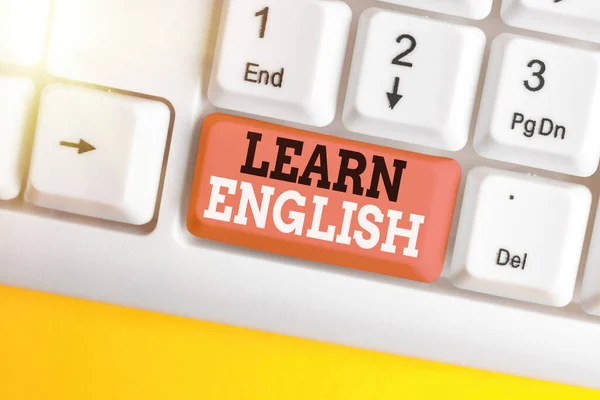 Text sign showing Learn English. Conceptual photo to train writing and speaking, focusing on the global language. — Stock Photo, Image